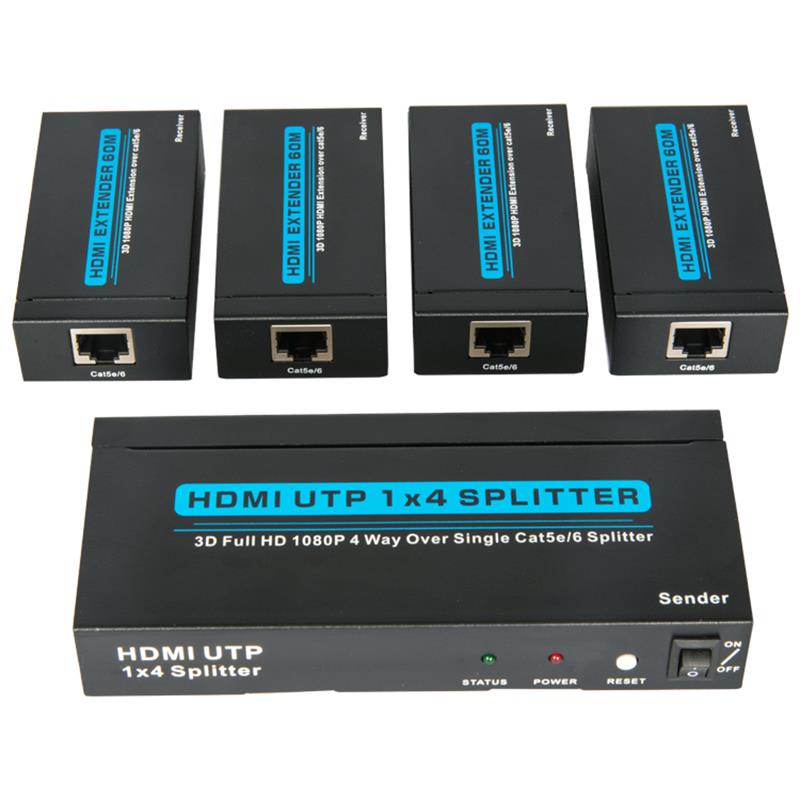 4 порта HDMI UTP 1x4 сплитер над единичен Cat5e \/ 6 С 4 приемника до 60м