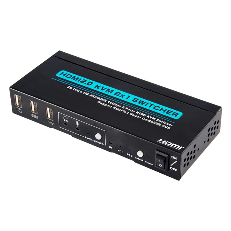 V2.0 HDMI KVM 2x1 Превключвател Поддръжка 3D Ultra HD 4Kx2K \/ 60Hz
