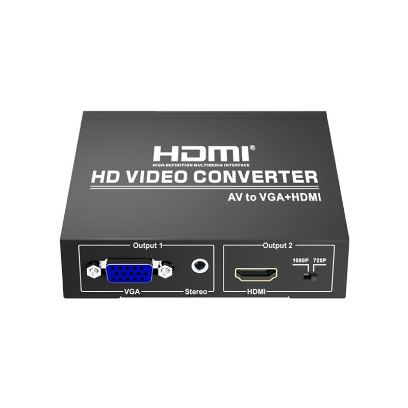 AV към VGA + HDMI Converter Up Scaler 720P \/ 1080P