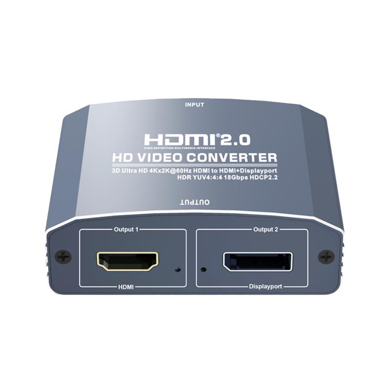 3D Ultra HD 4Kx2K @ 60Hz HDMI към HDMI + DP Converter Поддръжка HDMI2.0 18Gbps HDR YUV4: 4: 4 HDCP2.2